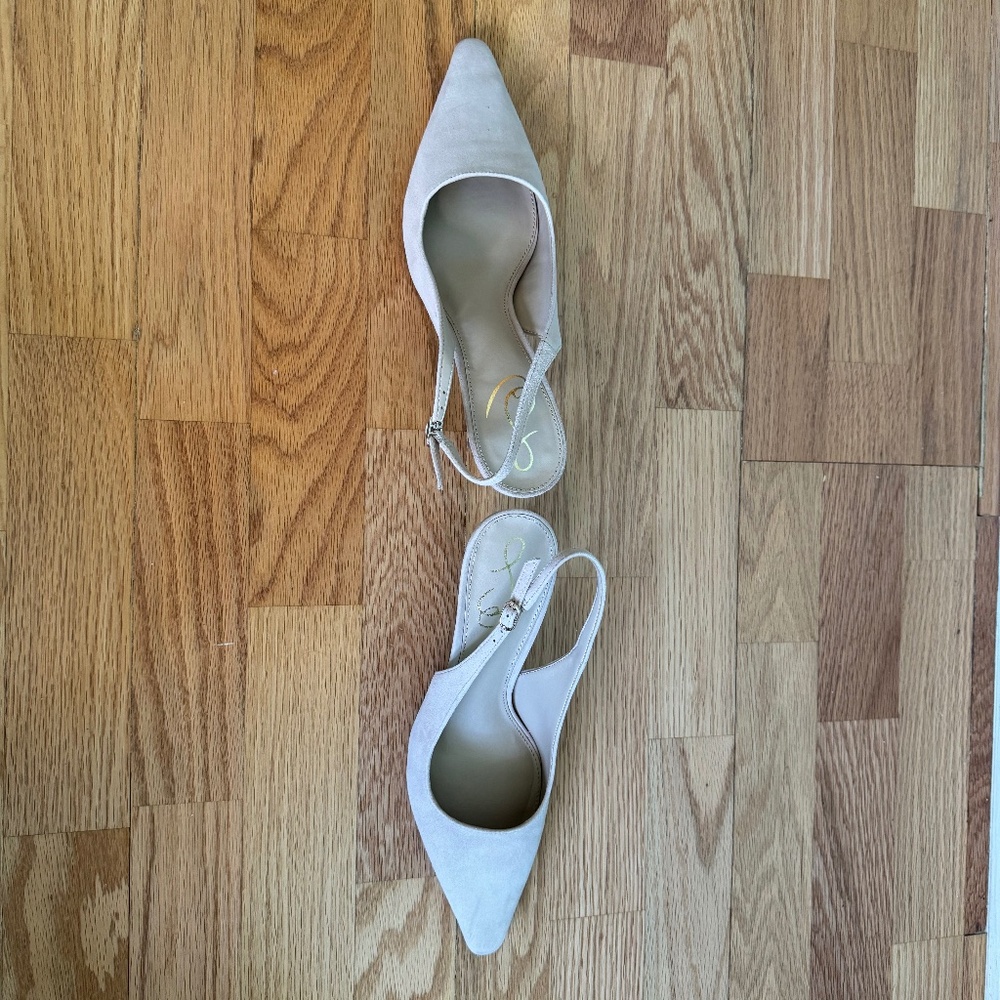 natural kitten  sling back heels